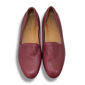Vionic Willa II Orthaheel Pink Raspberry pebbled leather slip on loafer NEW